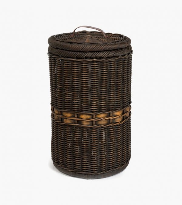 NOBRAND practical trash can kitchen sturdy waste paper basket with lid office and kitchen gray and bamboo colored modern waste bin made of bamboo and plastic for bathroom 
