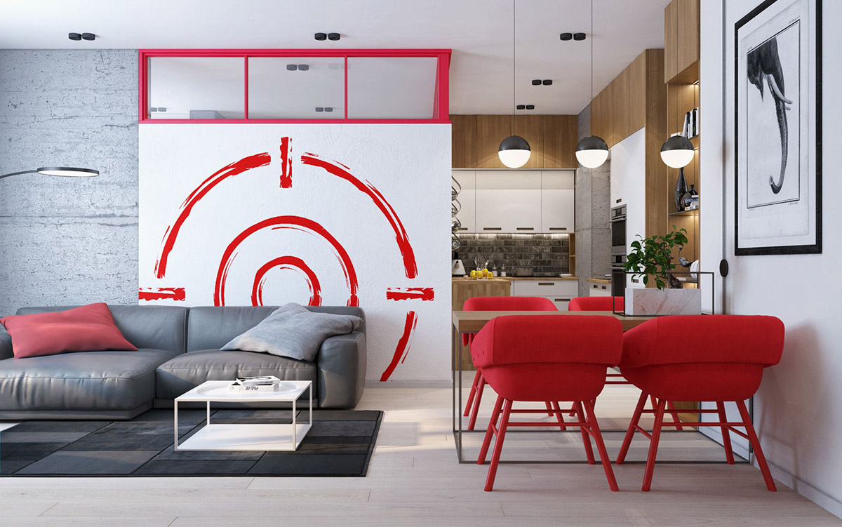3 Modern Apartment Interiors That Masterfully Demonstrate How To Use Red As An Artistic Accent