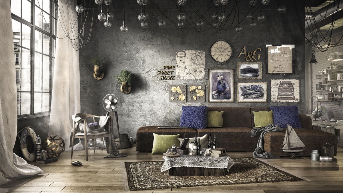 Industrial Style Living Room Design, Industrial Style Rugs