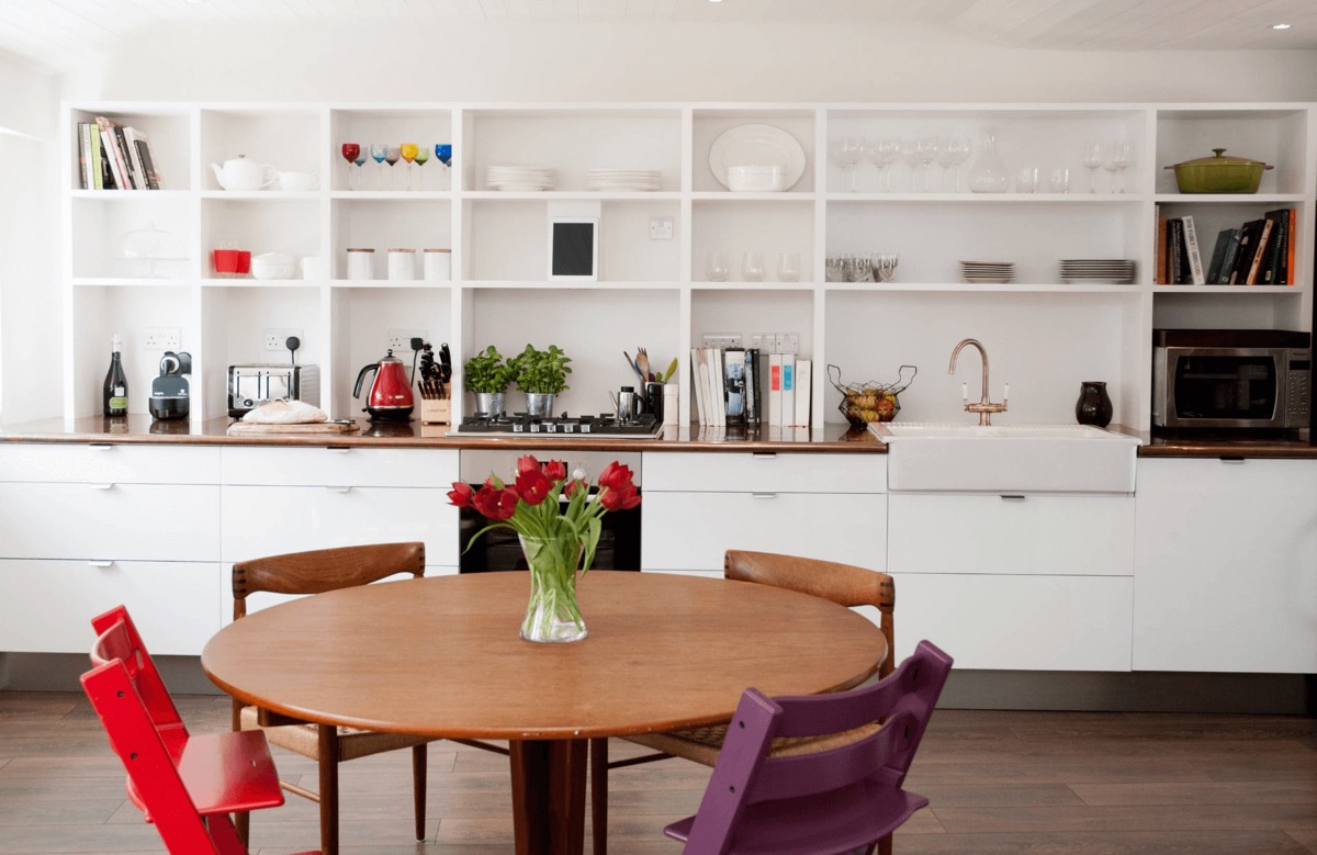 White Kitchen Open Shelving Accessories, Open Shelving Dining Room
