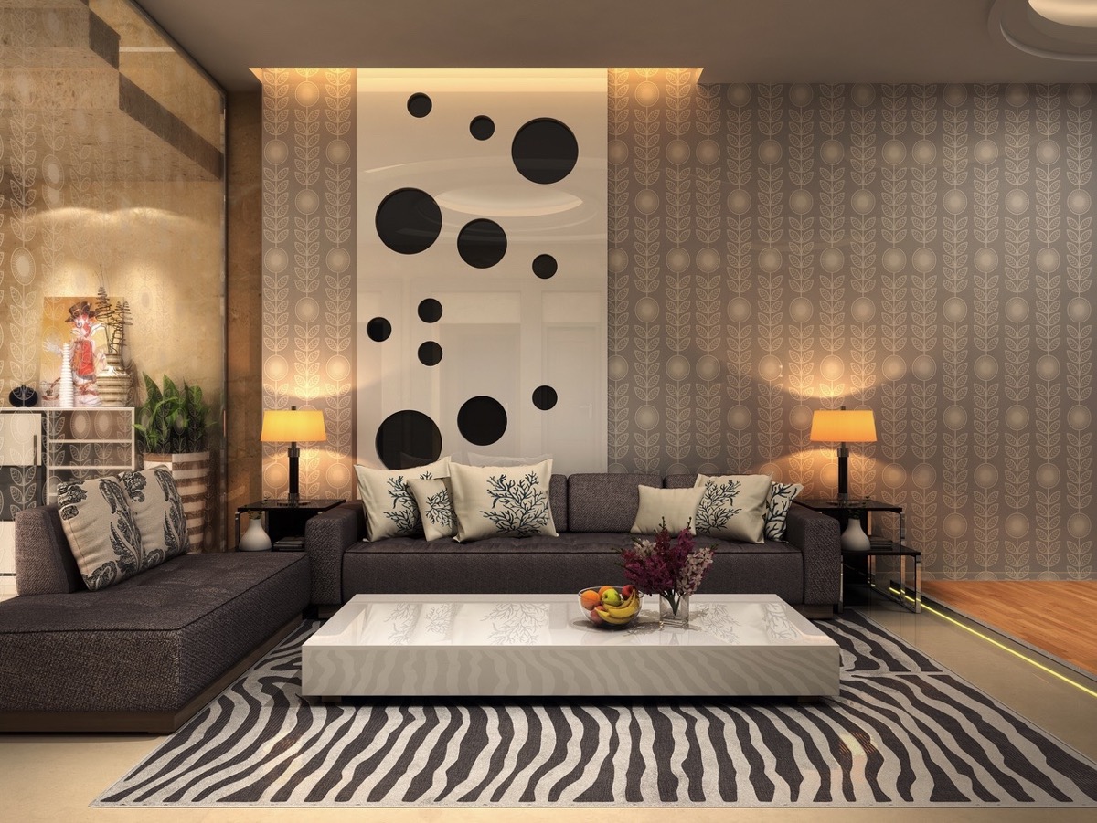 living modern rooms interior zebra rug