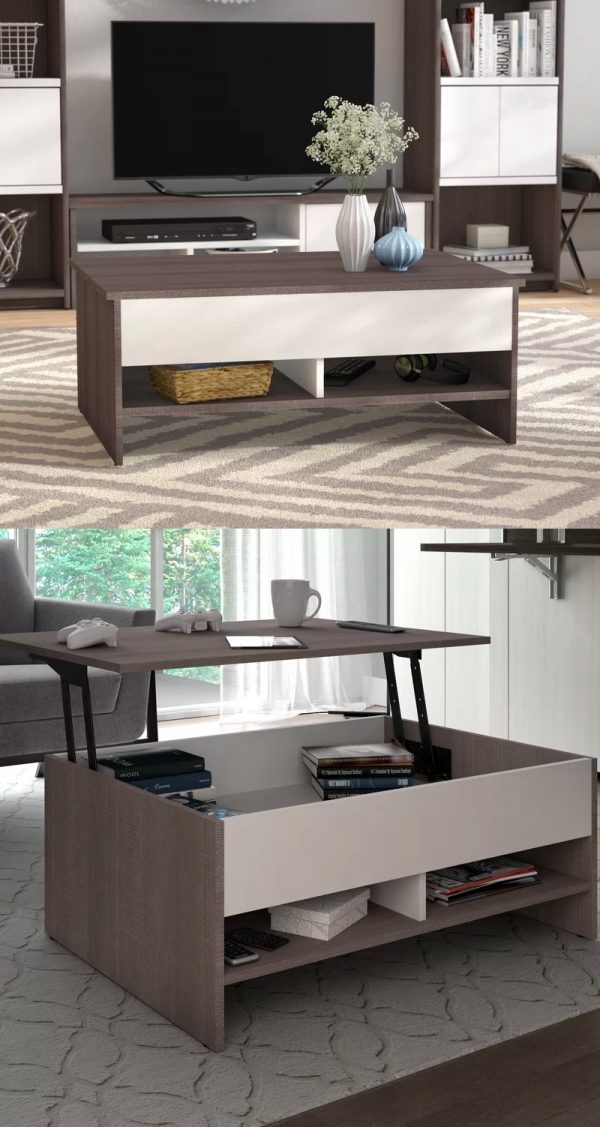 33 Beautiful Lift Top Coffee Tables To, Sicily Coffee Table With Lift Top And Casters Beige