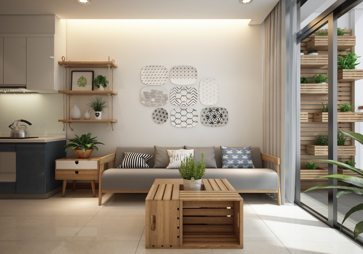 Small Modern Apartment Design With, Asian Living Room