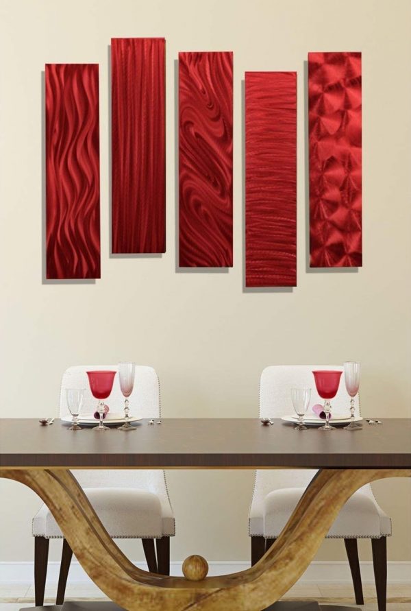 50 Marvelous Metal Wall Art Décor Pieces - Red Metal Wall Art Abstract Painting