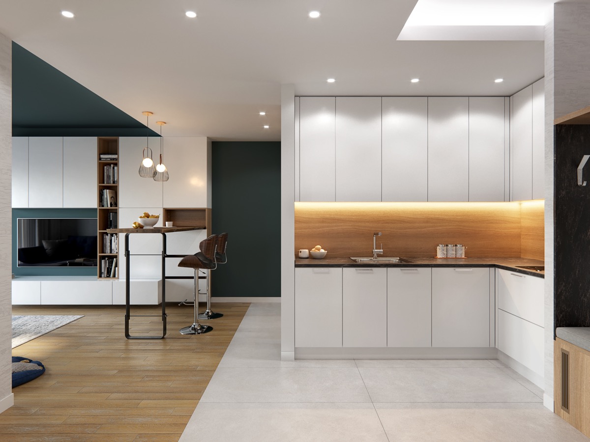 l shaped kitchen with bar small