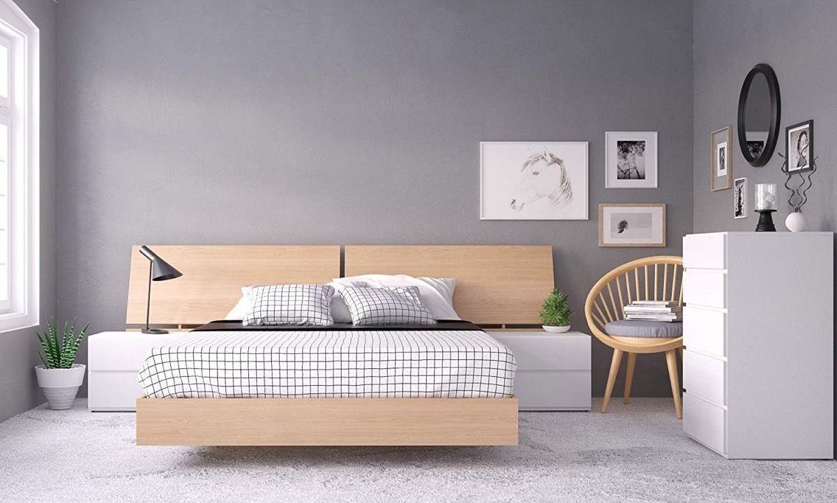 51 Modern Platform Beds To Refresh Your, Bed Frame With Nightstand Attached