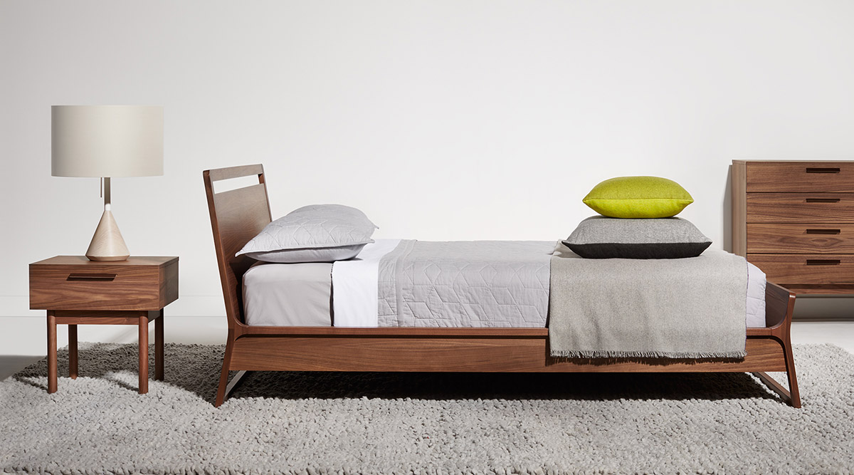 51 Modern Platform Beds To Refresh Your, Bed Frame With Slanted Headboard