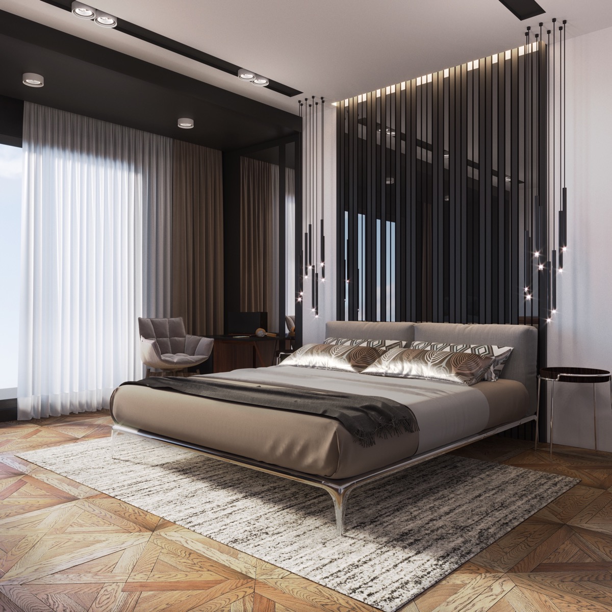 Grey Master Bedroom Decorating Ideas King Size Chrome Bed | Interior Design  Ideas