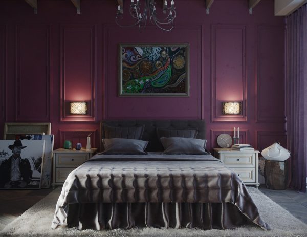 Purple feature wall | Interior Design Ideas