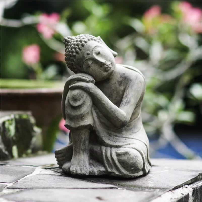 Small Resting Buddha Statue Zen Garden, Small Zen Garden Ornaments