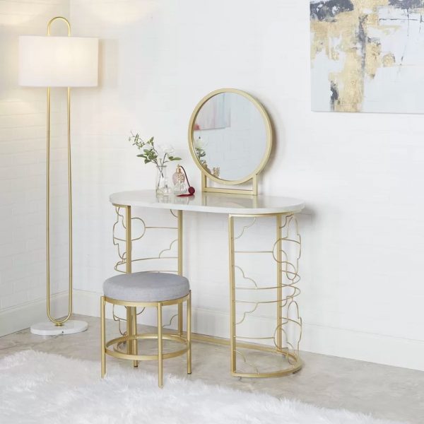 Separate String Gold Leg Dressing Table, Metal Vanity Table