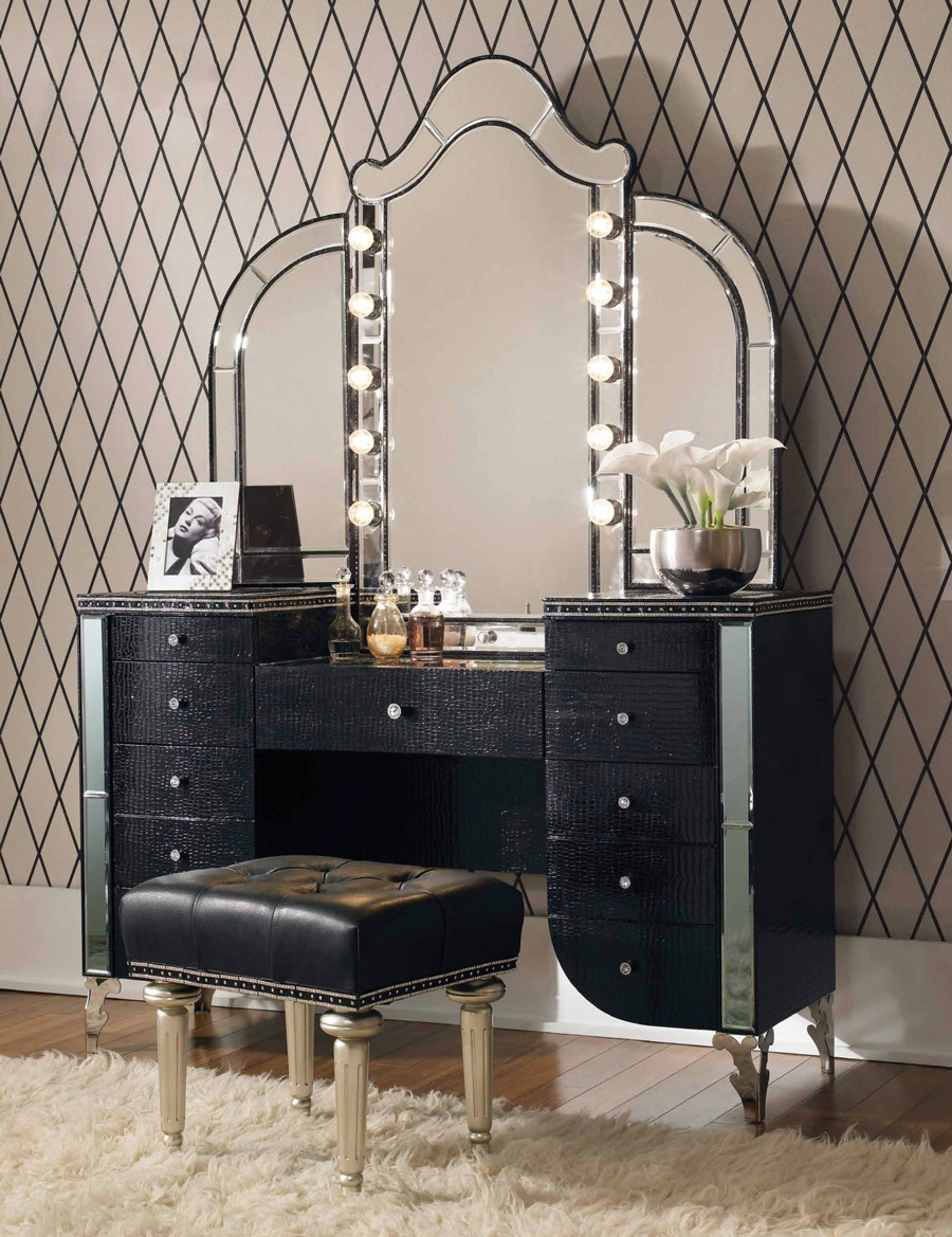 Hollywood Style Luxury Dressing Table, Vanity Table With Lighted Mirror Hollywood Style