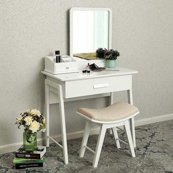 Dressing Table With Mirror And Stool, Makeup Vanity Without Mirror