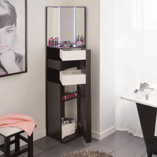 51 Makeup Vanity Tables To Organize, Side Storage Vanity Set
