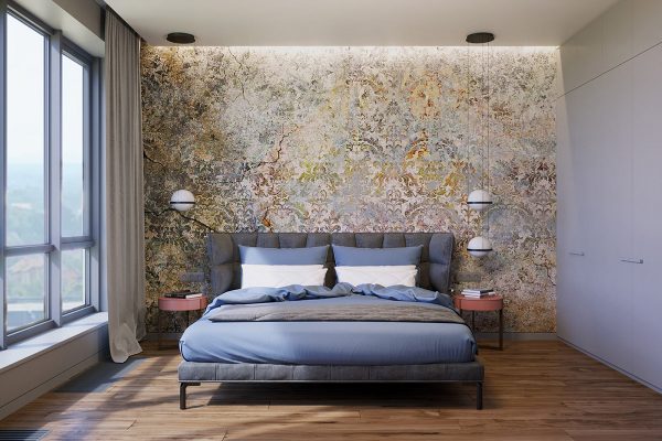 Bedroom feature wall idea | Interior Design Ideas