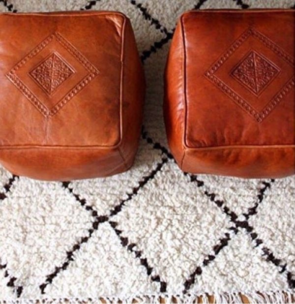 51 Fabulous Floor Poufs That Are, Cube Leather Ottoman Pouf