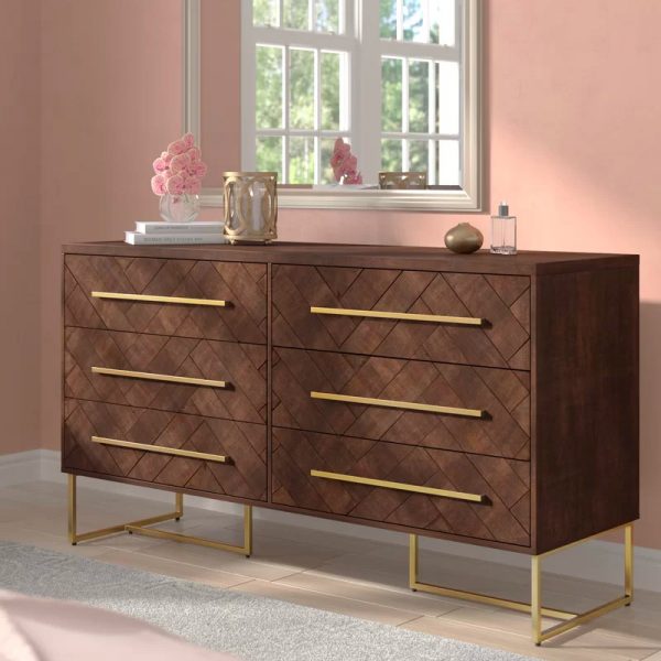 41 Mid Century Modern Dressers To Add, Gold Accent Dresser