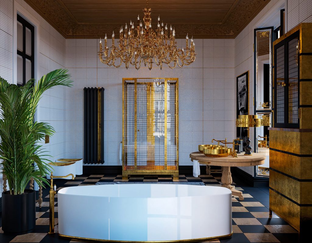 Gold bathroom | Interior Design Ideas