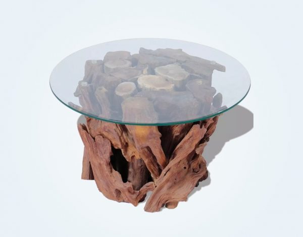 51 Glass Coffee Tables That Every, Round Glass Dining Table With Driftwood Base