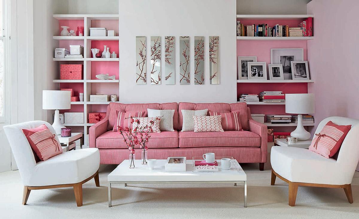 51 Pink Living Rooms With Tips Ideas, Light Pink Sofa Set