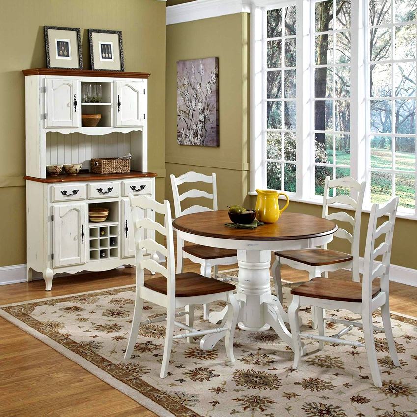 French Country Style Dining Table White, French Country White Round Dining Table