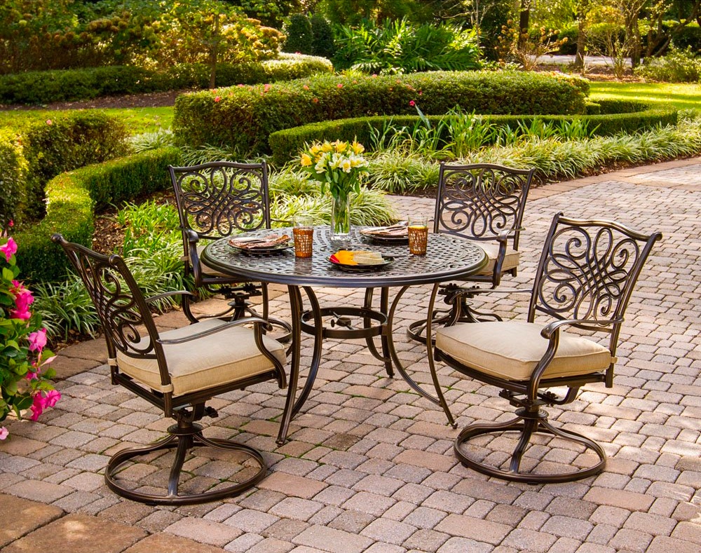 Swivel Chairs With Cushions Brown, Round Metal Outdoor Dining Table And Chairs