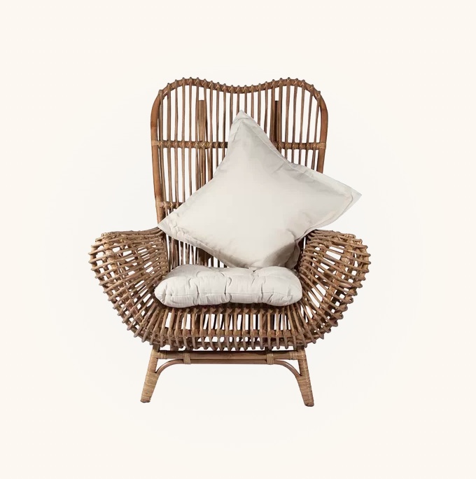 Rattan Lounge Chair High Back With Arms, High Back Wicker Chairs With Cushions