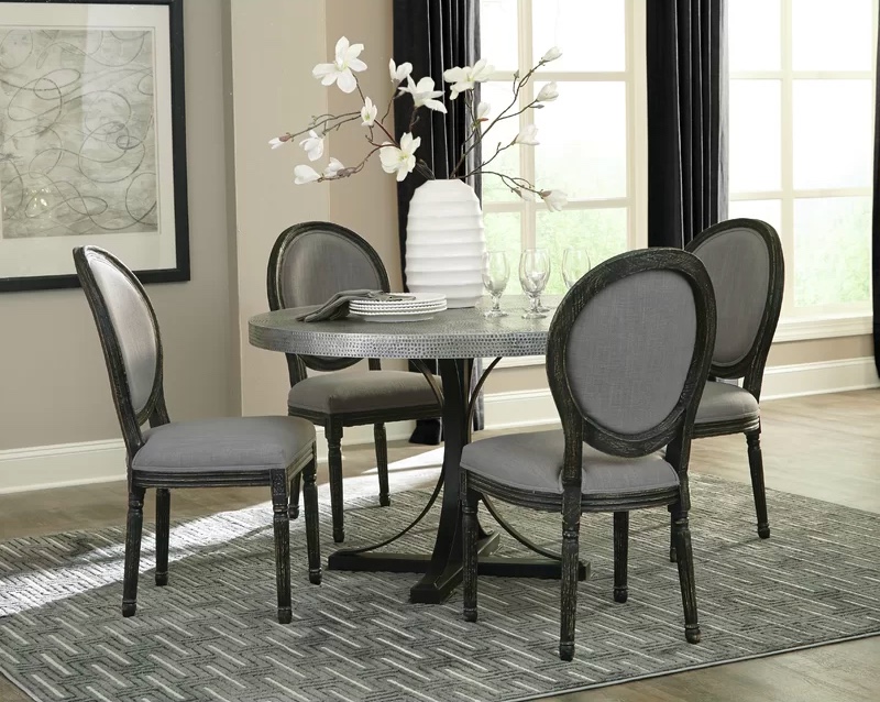 Round Metal Dining Table With Pedestal, Round Metal Kitchen Table And Chairs