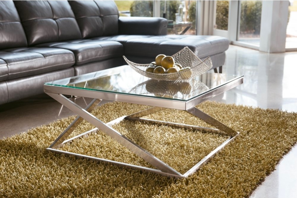 Small Square Glass Coffee Table With, Small Glass Chrome Coffee Tables