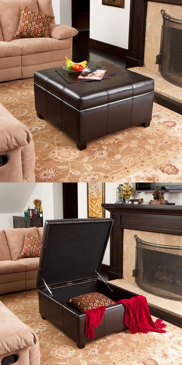 51 Square Coffee Tables That Every, Faux Leather Coffee Table With Storage