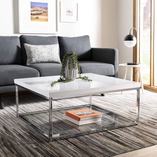 51 Square Coffee Tables That Every, White High Gloss Coffee Table With Chrome Legs