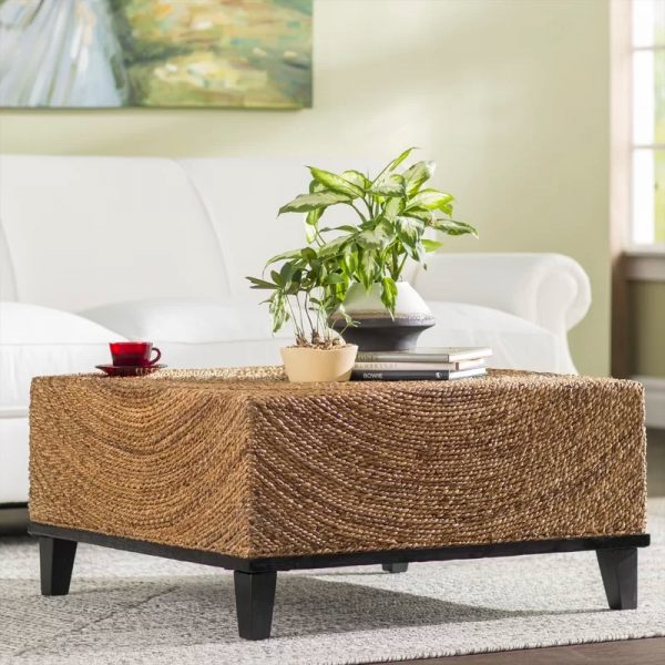 51 Square Coffee Tables That Every, Coffee Table Wicker Display