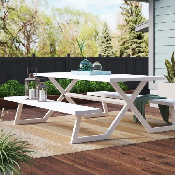 51 Outdoor Dining Tables That Will Wow Your Dinner Guests - White Wood Patio Table