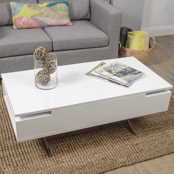 White Coffee Table With Drawers Off 62, White High Gloss Coffee Table With Drawers