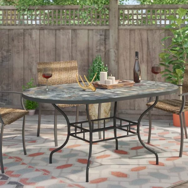 51 Outdoor Dining Tables That Will Wow Your Dinner Guests - Faux Wood Tabletop Patio Dining Table