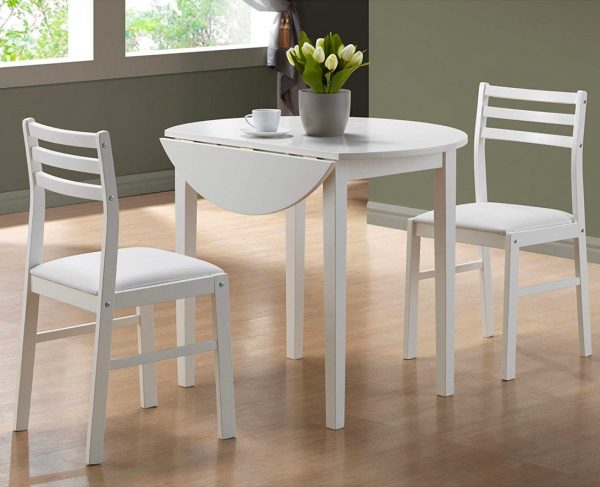 White Compact Dining Table And Chairs, Small White Round Dining Table Set
