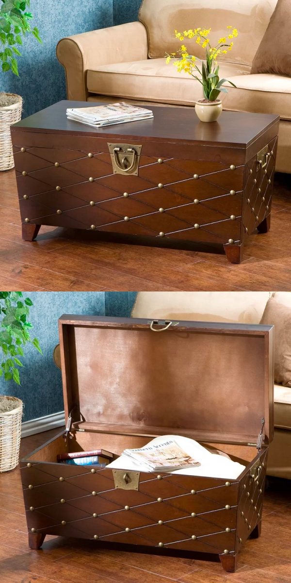 51 Coffee Tables With Storage To, Storage Trunk Coffee Table On Wheels