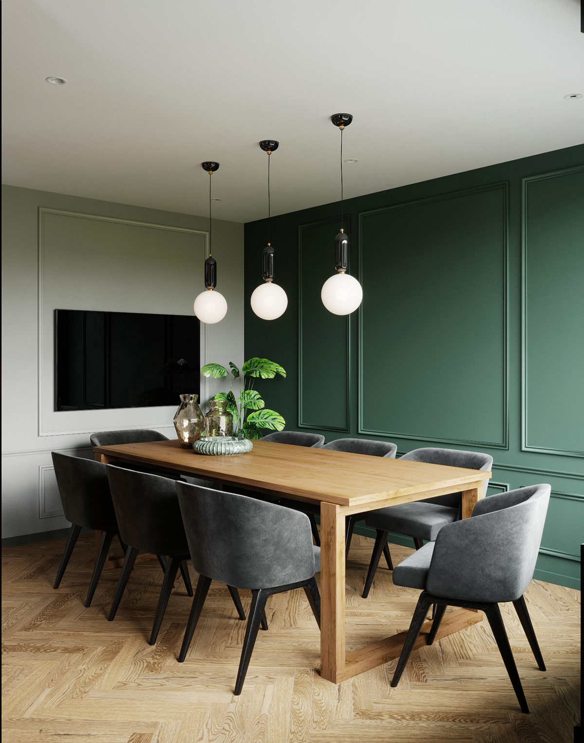 Emerald Green Dining Room Accent Wall, Emerald Green Dining Room Walls