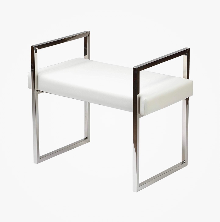 Chrome Vanity Stool With White Seat And, Chrome Vanity Bench
