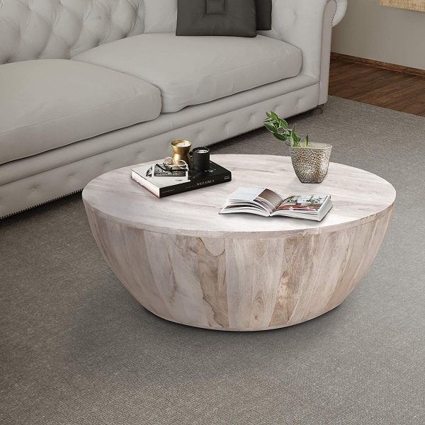 51 Rustic Coffee Tables That Redefine, White Rounded Edge Coffee Table