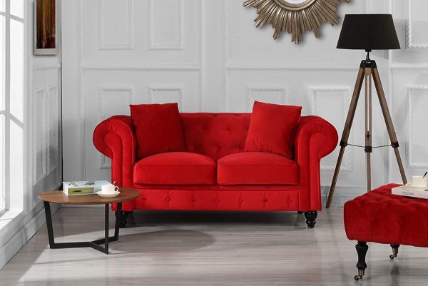 51 Tufted Sofas That Make Everyday, Red Tufted Sofa Set