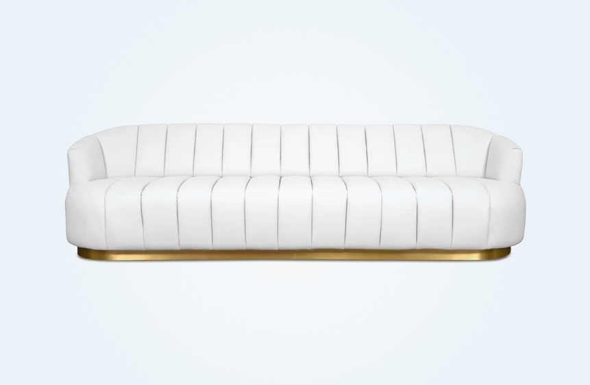 Luxurious White Tufted Sofa With Faux, White Tufted Faux Leather Sofa