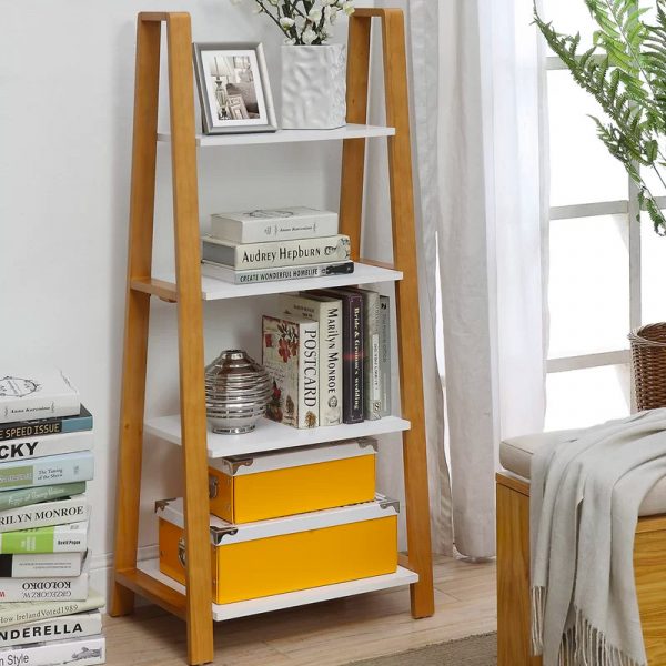 47 Ladder Shelves For Smart Storage And, Farmhouse Style Ladder Bookcase Design