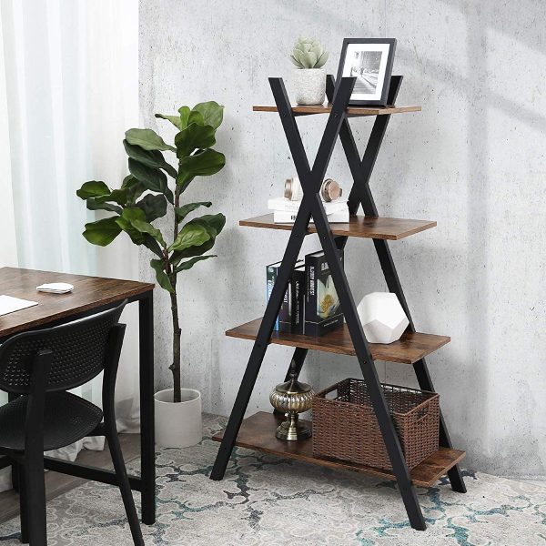 Dining Rooms or Bathroom Living Room Perfect Shelf Unit for any Hallway Home Furniture Black A Frame Shelf Ladder Bookshelf with Three Tiers Bedroom 