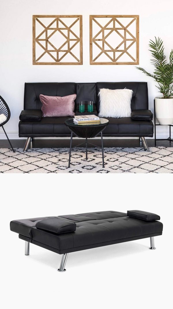 51 Sofa Beds To Create A Chic Multiuse, White Faux Leather Sofa Bed With Cup Holder