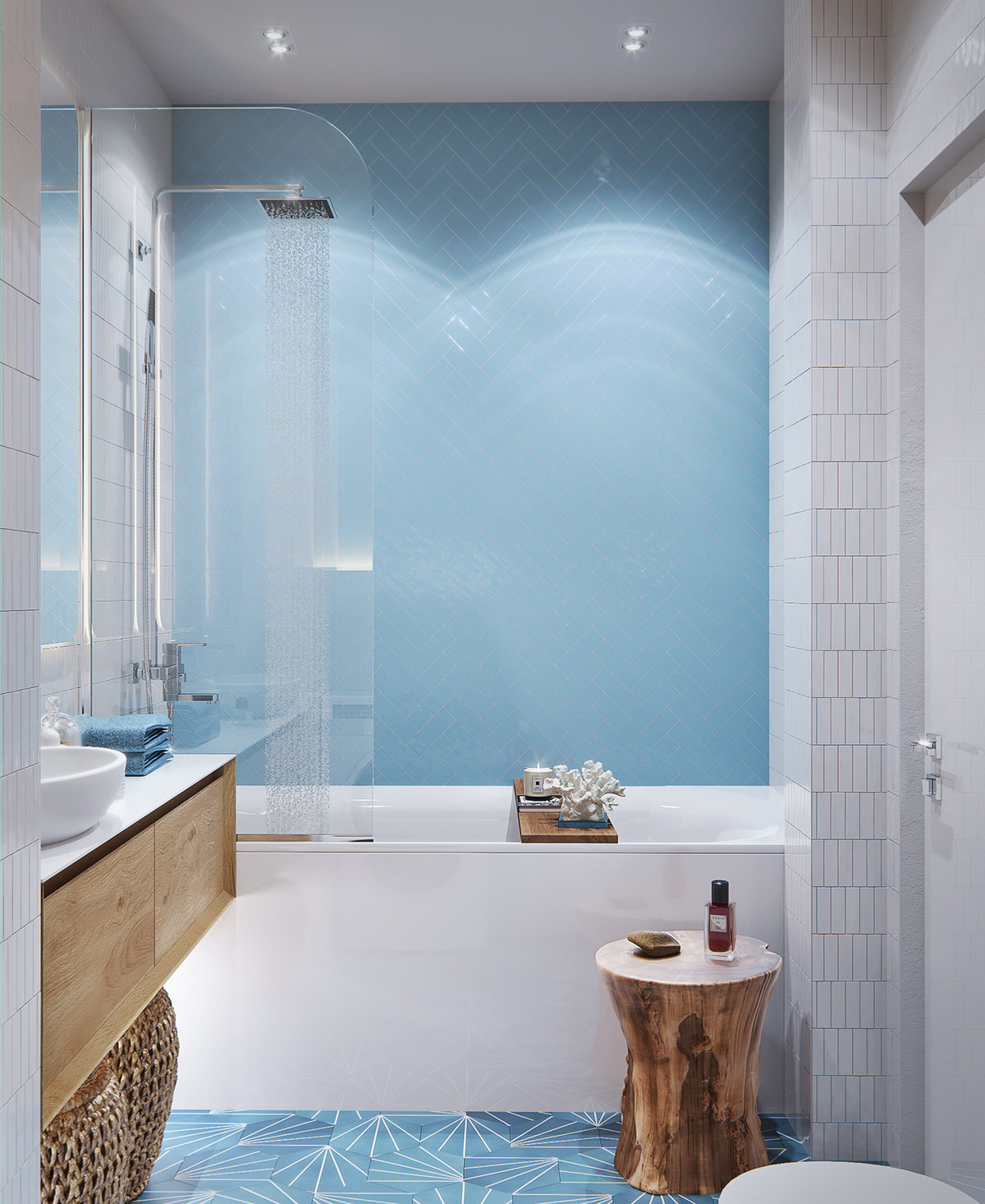 Blue Bathroom Floor Tiles Interior, Blue Bathroom Floor Tile