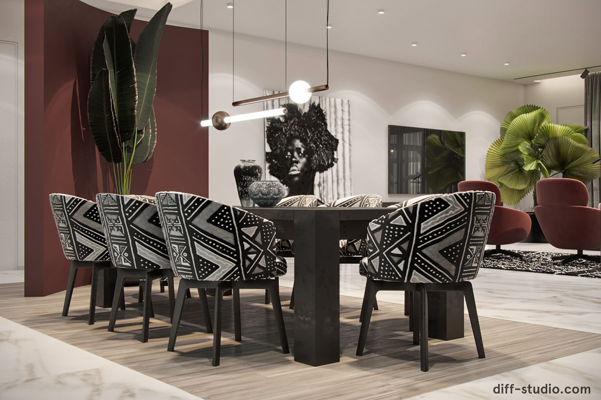 Modern Ethnic Interior Design With Afro, African Decor Dining Room