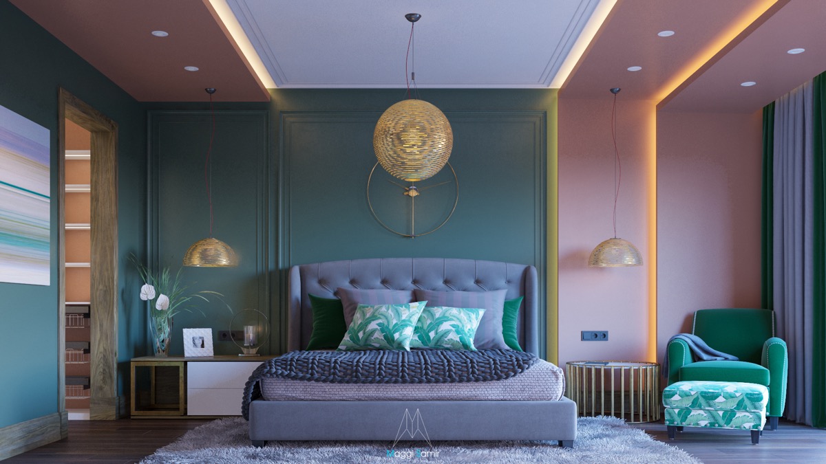 Blue Green Bedroom Decorations | Q-HOUSE