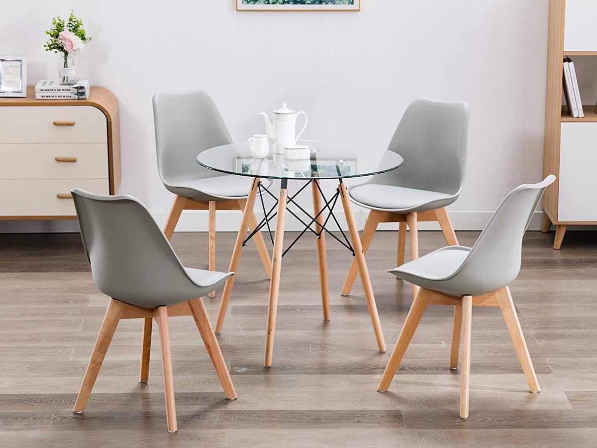 Eiffel Base Small Round Glass Dining, Small Round Glass Dining Table Set