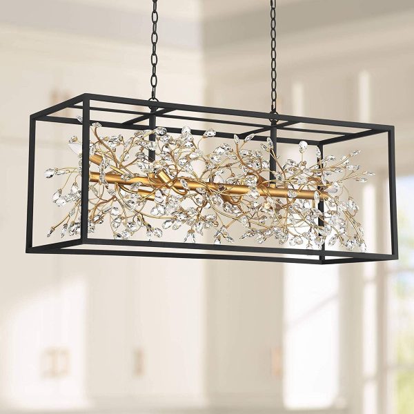 51 Linear Pendants And Chandeliers For, Linear Crystal Chandelier Kitchen Island